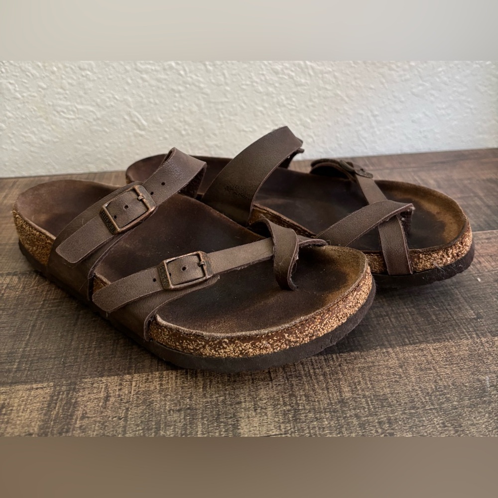 Birkenstock Womens Mayari Birkibuc Mocha Brown Sandals Slide Size 37 US 6